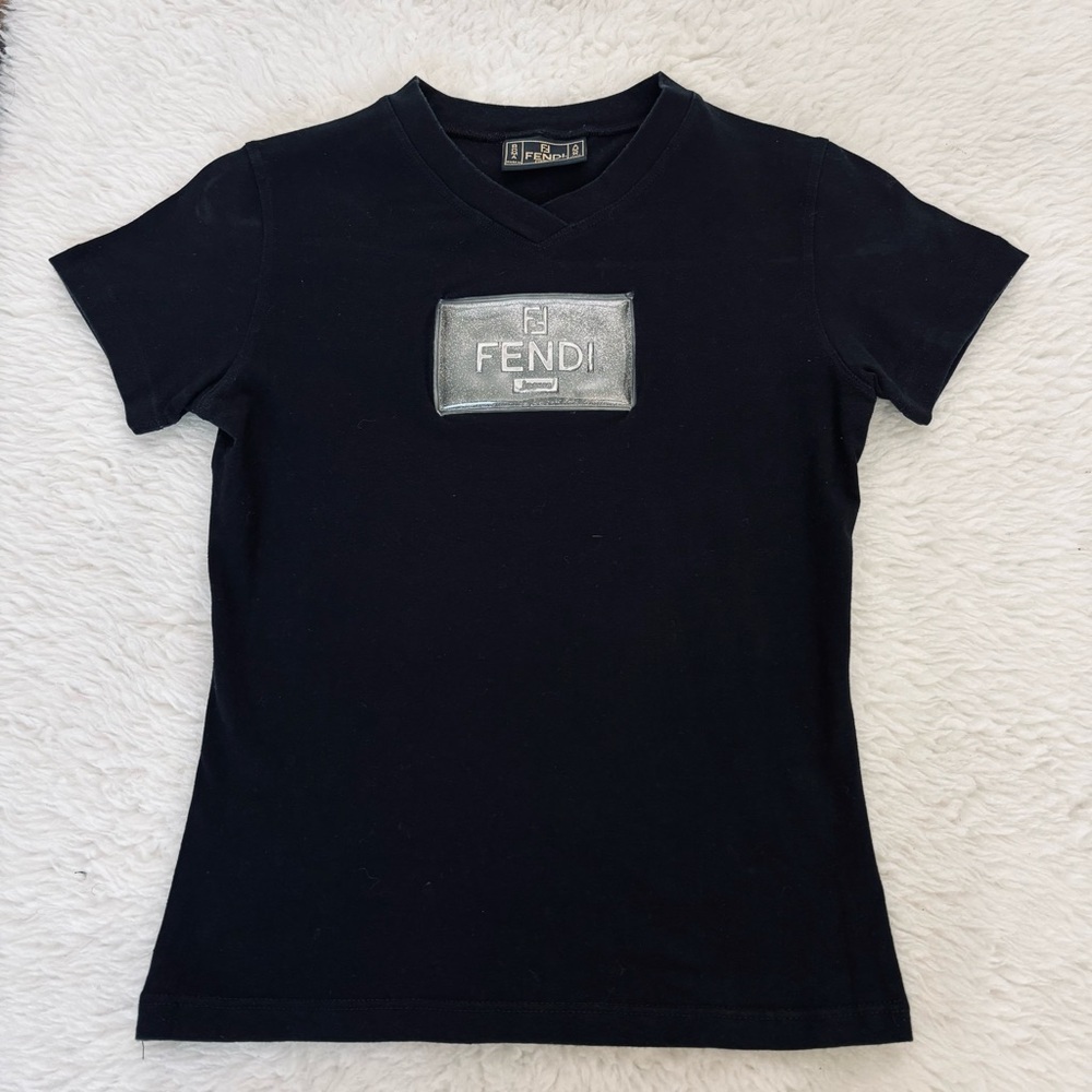 Fendi Black Vintage Tee with Shimmering Logo size 42 US Small - Picture 13 of 16